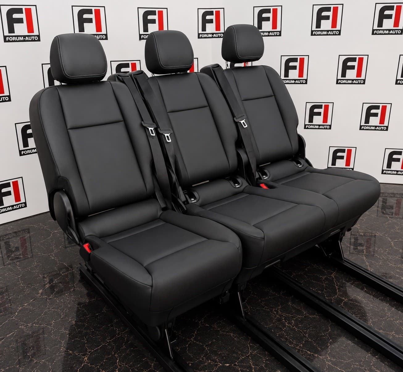 Mercedes Vito & V-Class W447 Comfort 2+1 Sliding Black Leather Seats (2015–2025) — photo 1