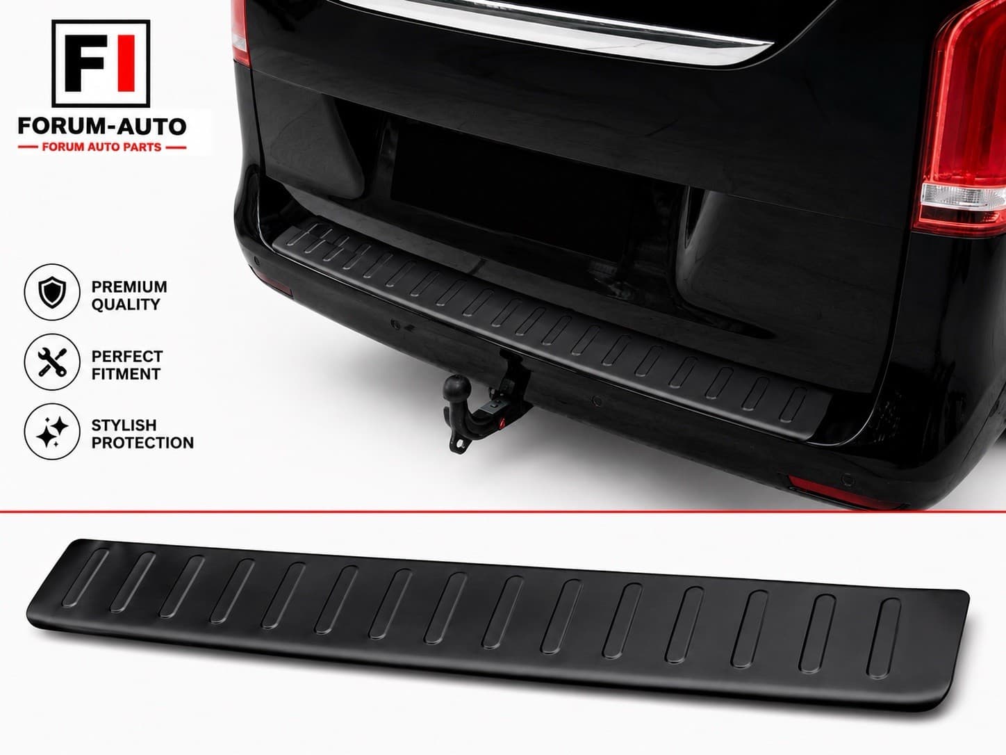 Black Rear Bumper Protector & Scratch Guard — Mercedes Vito / V-Class W447 — photo 1