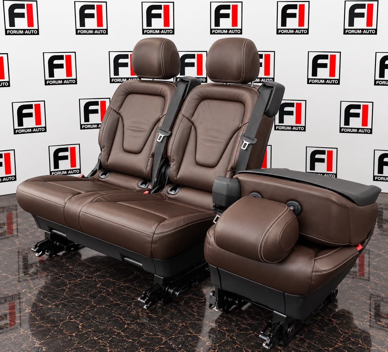 Mercedes Vito V-Class W447 Napoli Brown Leather Rear Seats 2+1 Folding Bench — photo 1